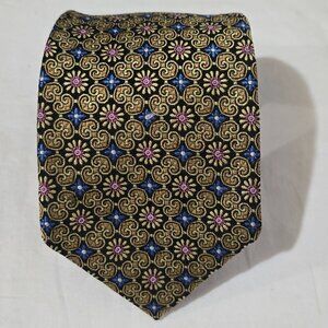 Robert Talbott Best of Class Made in USA Silk Necktie - Black Gold Geo